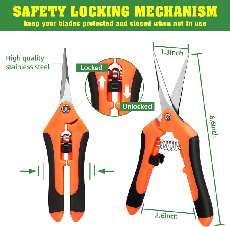 EWPJDK 4 Pack Garden Shears, Stainless Steel Shears Gardening Tools, Scissors, Garden Clippers, Pruning Shears for Gardening Shears & Scissors (Orange) - Image 2